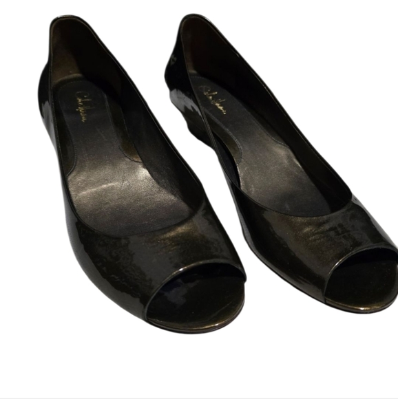 Cole Haan Nike Air Elly Open Toe Wedge Metallic Anthracite Color Size 8.5